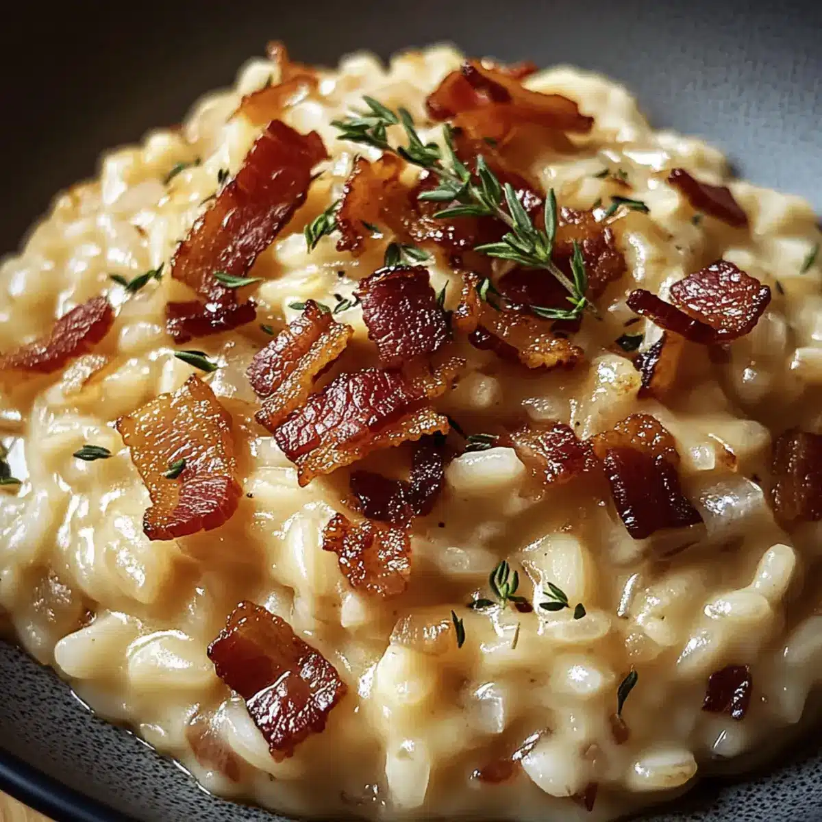 französische Zwiebel- und Speckrisotto