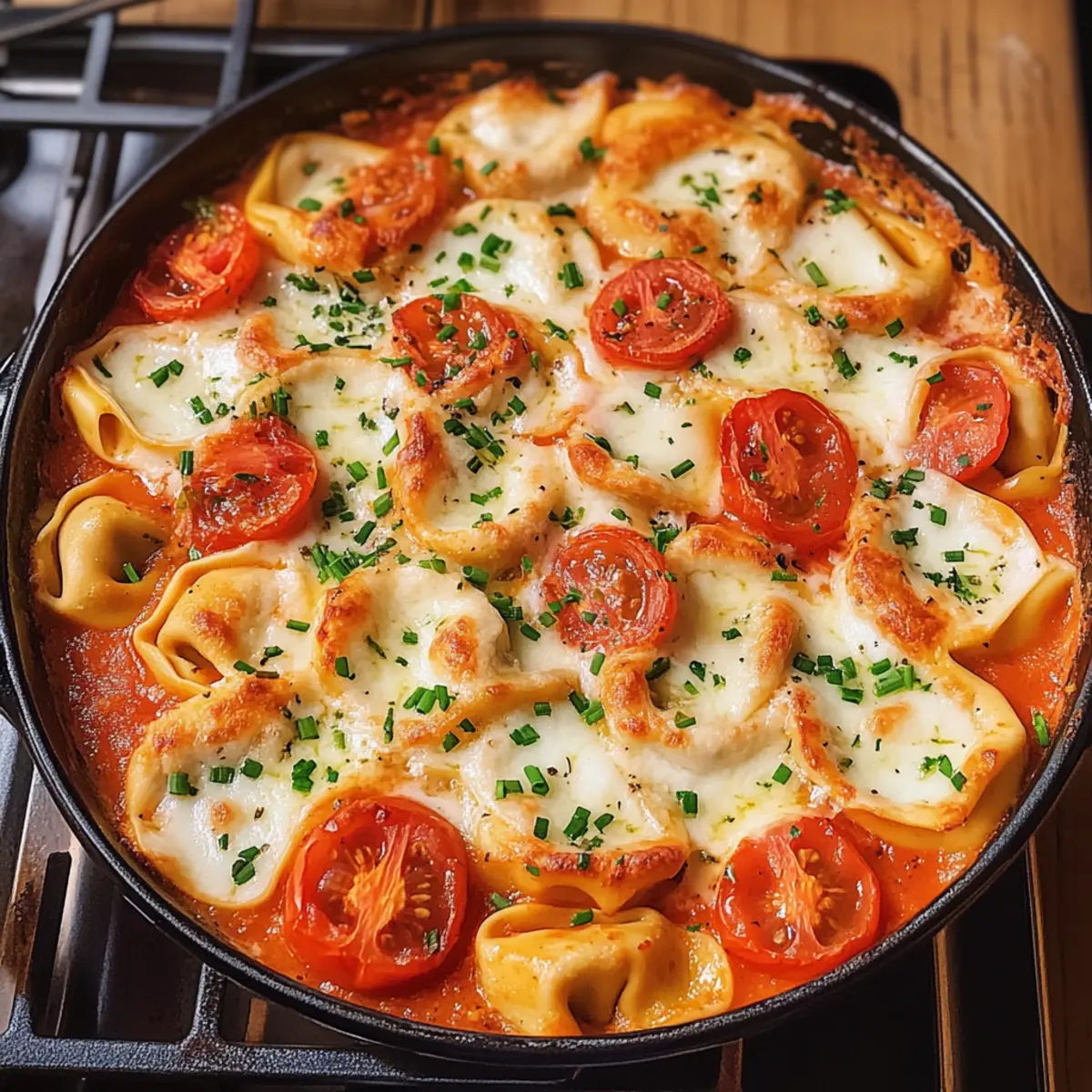 Tortellini-Auflauf mit Tomaten und Mozzarella