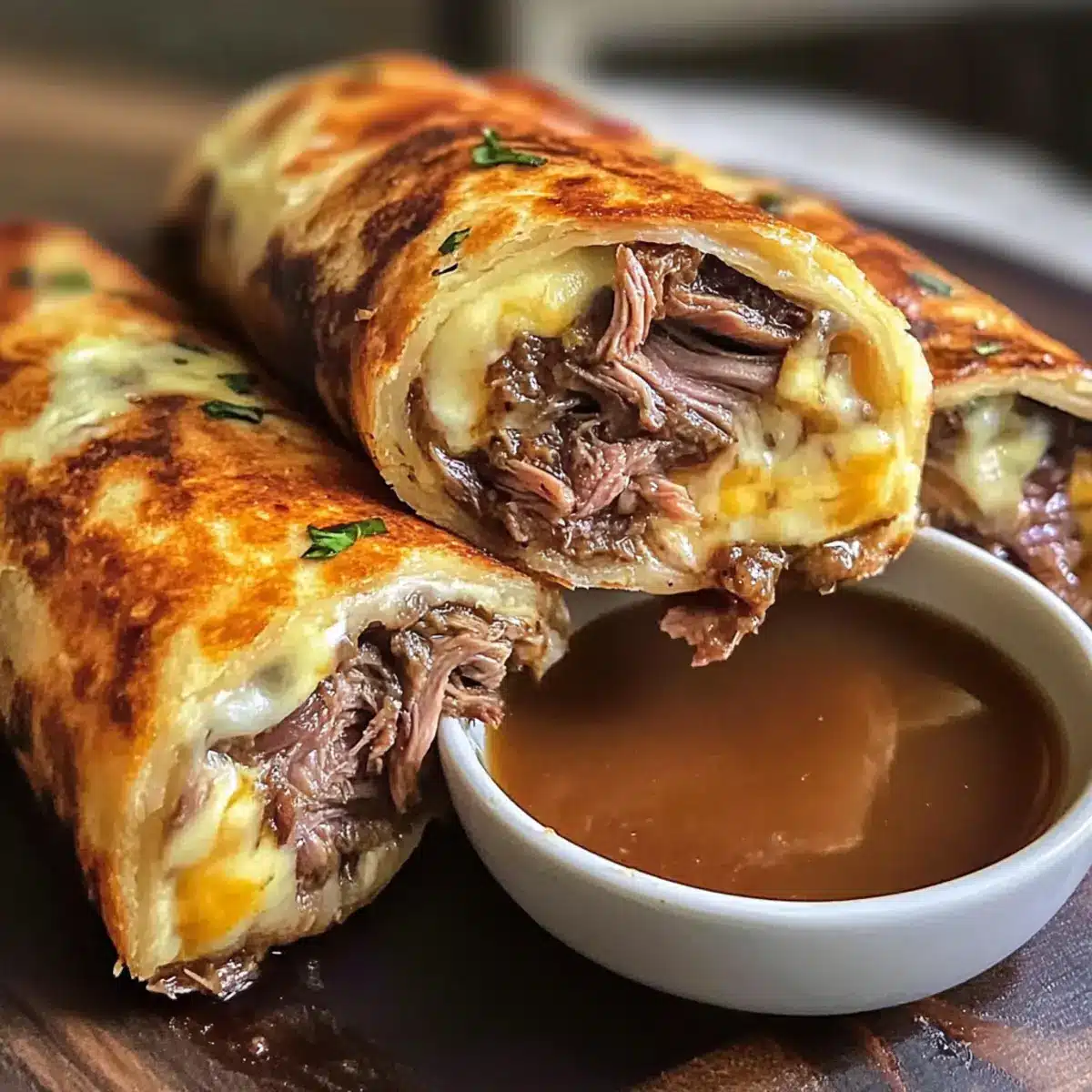 Französische Dip Tortilla Roll-Ups