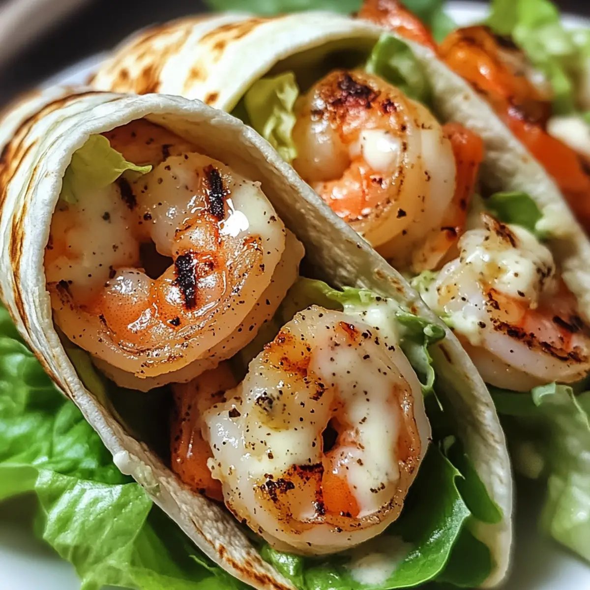 Gegrillte Garnelen Caesar Wraps