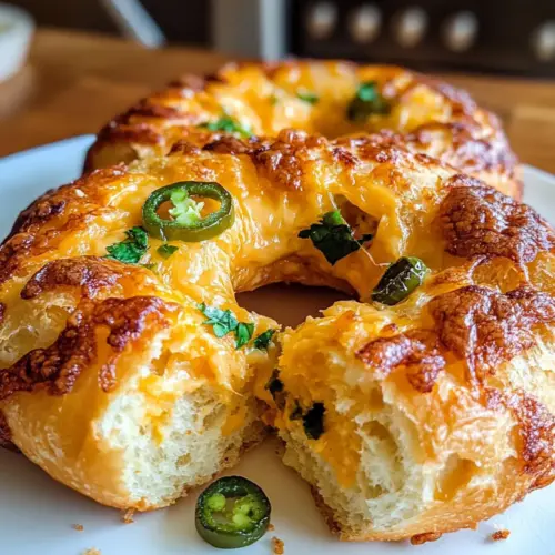 Jalapeño-Cheddar-Bagels Rezept Zutaten: - 500g Mehl - 1 Päckchen Trockenhefe - 1 Teelöffel Salz - 1 Esslöffel Zucker - 200ml warmes Wasser - 100g Cheddar, gerieben - 2-3 Jalapeños, gehackt - 1 Esslöffel Olivenöl - 1 Ei, geschlagen (zum Bestreichen) - Sesam oder Mohn (zum Bestreuen) Anleitung: 1. Mehl, Hefe, Salz und Zucker in einer Schüssel vermengen. 2. Warmes Wasser und Olivenöl hinzufügen und alles gut vermischen. 3. Cheddar und Jalapeños unter den Teig kneten. 4. Teig zu einer Kugel formen und in einer geölten Schüssel abgedeckt für 1 Stunde gehen lassen. 5. Ofen auf 220°C vorheizen. 6. Teig auf eine bemehlte Fläche geben und in 8 Portionen teilen. 7. Jede Portion zu einem Bagel formen. 8. Bagels in köchelndem Wasser 1-2 Minuten garen. 9. Mit geschlagenem Ei bestreichen und nach Belieben mit Sesam oder Mohn bestreuen. 10. Bagels auf ein Backblech legen und 20-25 Minuten backen, bis sie goldbraun sind.