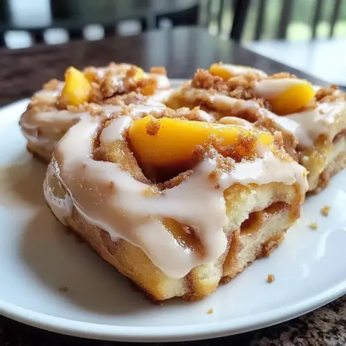 Pfirsich-Streusel-Cinnamon-Rolls