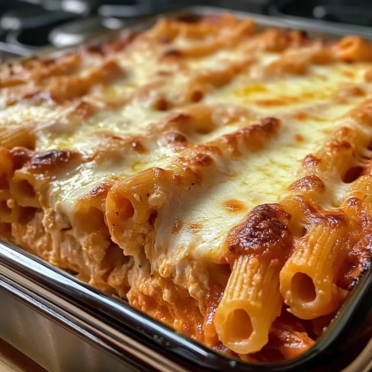 Überbackene Ziti mit Ricotta und Mozzarella